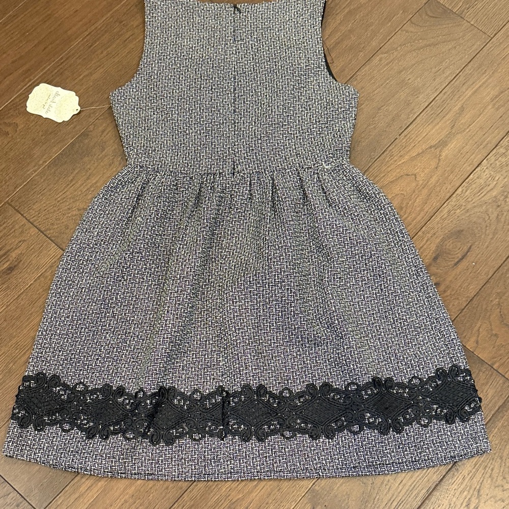 Altar'd State Black and Gray Sleeveless Lace-Trim Mini Dress - Picture 7 of 7